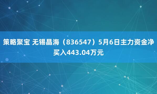 策略聚宝 无锡晶海（836547）5月6日主力资金净买入443.04万元